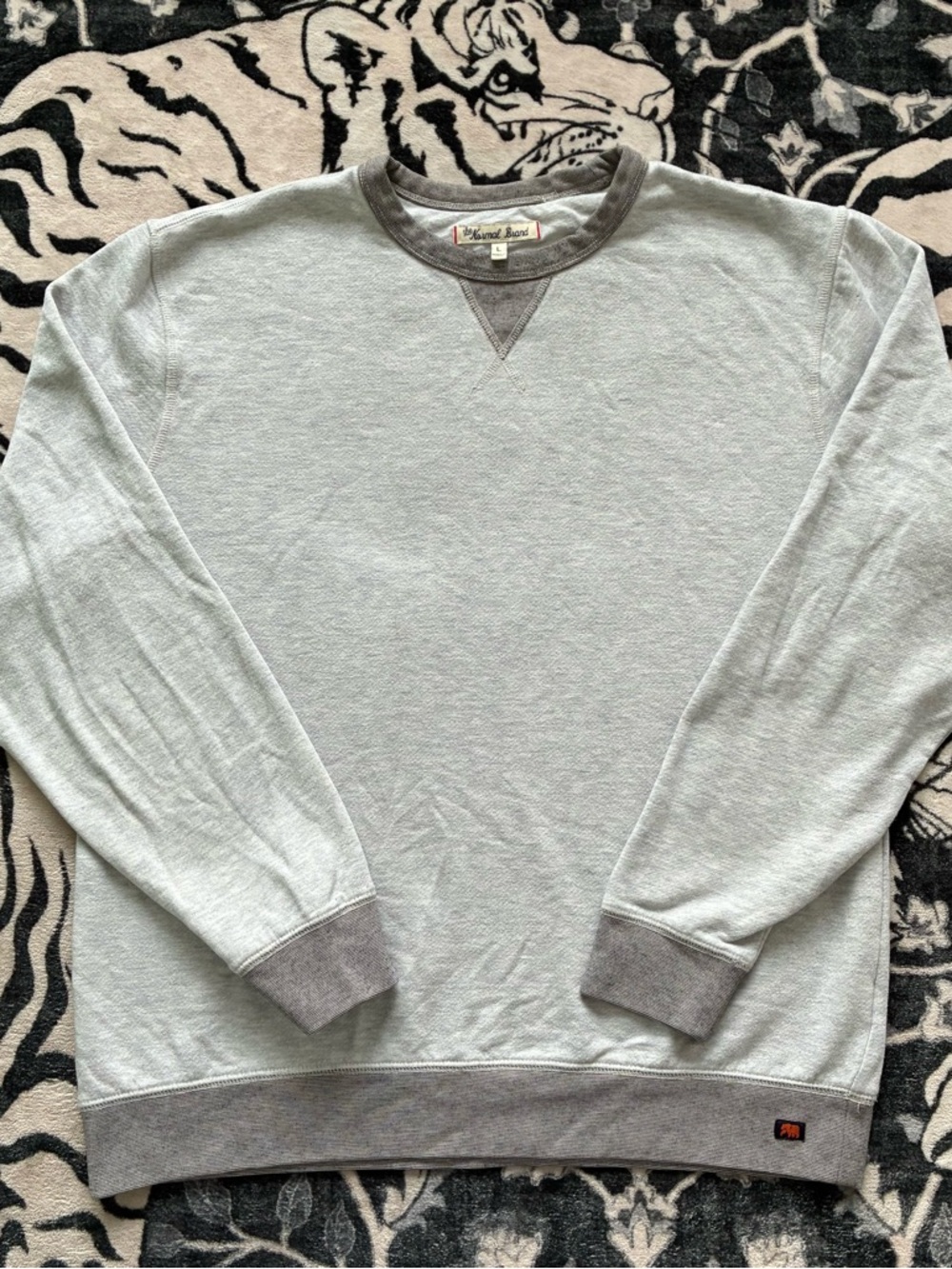 The Normal Brand Light Gray Crewneck with Heather Gray Trim
